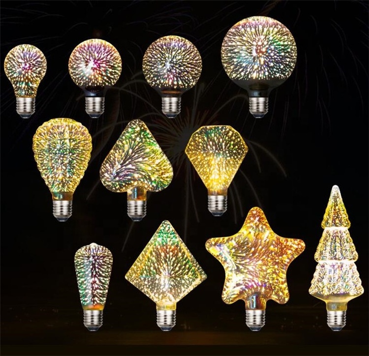 Best Quality LED 3D Fireworks Light Bulb Globe G125 E27 3D Effect lamp AC 85V-265V