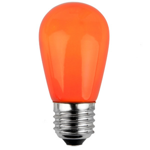 T50 Opaque LED Patio Lights E26 Orange Smooth Classic Bulb S14