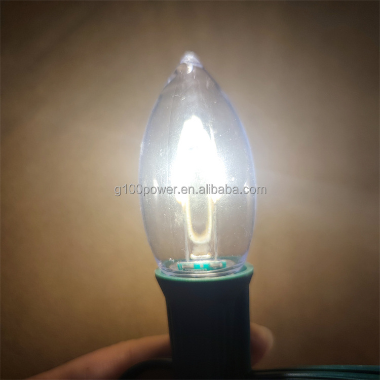 New Arrival C9 LED Curved Flexible Filament Light Bulb Vintage Style Transparent Impact Resistant