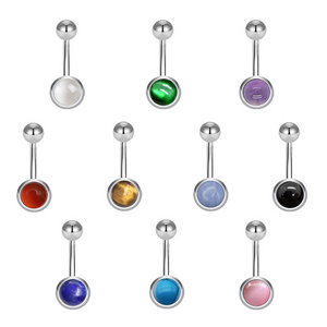 ZESENLIN Custom Stab Belly Ring Stainless Steel and Color Natural Stone Navel Belly Piercing Jewelry