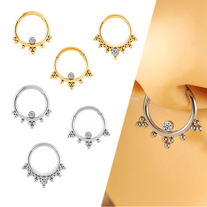 Custom 16 Gauge 316L Surgical Steel Clicker Hinged Segment Nose Ring Septum Piercing Jewelry