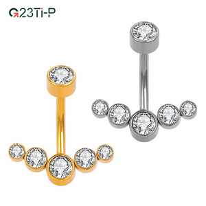 14G Implant Grade Titanium ASTM F136 Internal Thread Belly Button Ring CZ Gem for Nombril Ombligo Piercing Jewelry