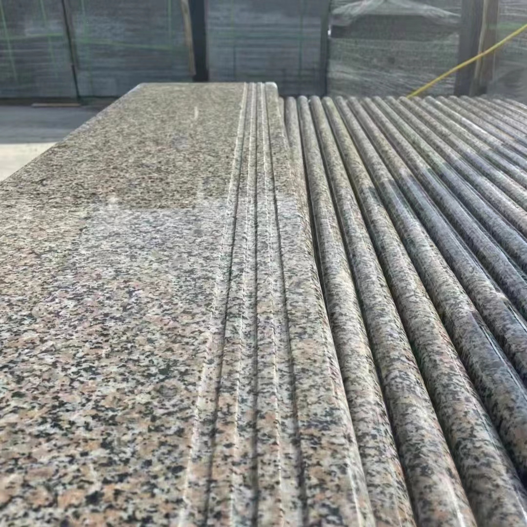 Natural Granite Sesame Black and White Gray Flamed bush hammered Steps Paving Stone Stair Treadplate