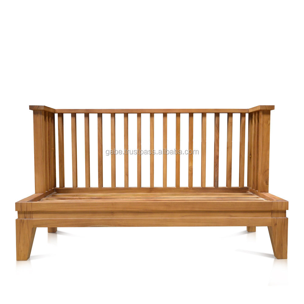 Day Bed  sofa outdoor teak wood furniture, teak deep sofa, wooden back slats natural color