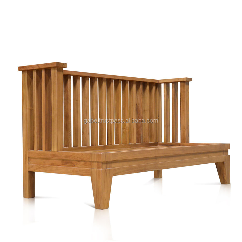 Day Bed  sofa outdoor teak wood furniture, teak deep sofa, wooden back slats natural color