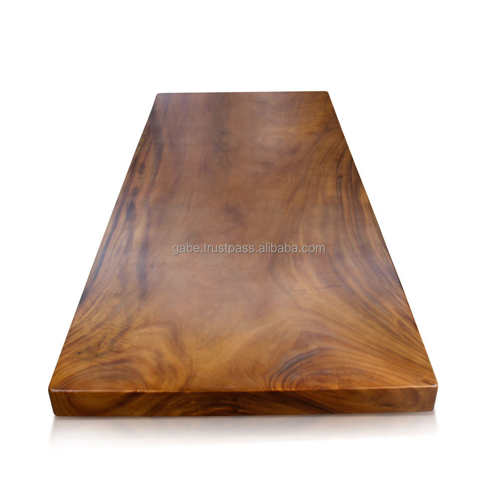 Top Table Slab Suar Wood Natural Color Long 2 Meter Can Combination with Iron Legs