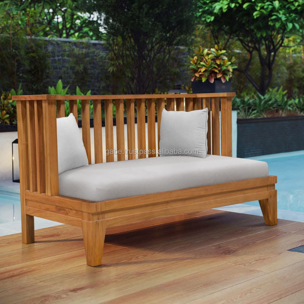 Day Bed  sofa outdoor teak wood furniture, teak deep sofa, wooden back slats natural color