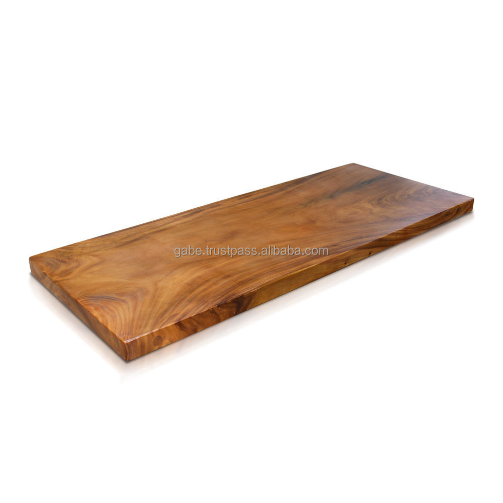 Top Table Slab Suar Wood Natural Color Long 2 Meter Can Combination with Iron Legs