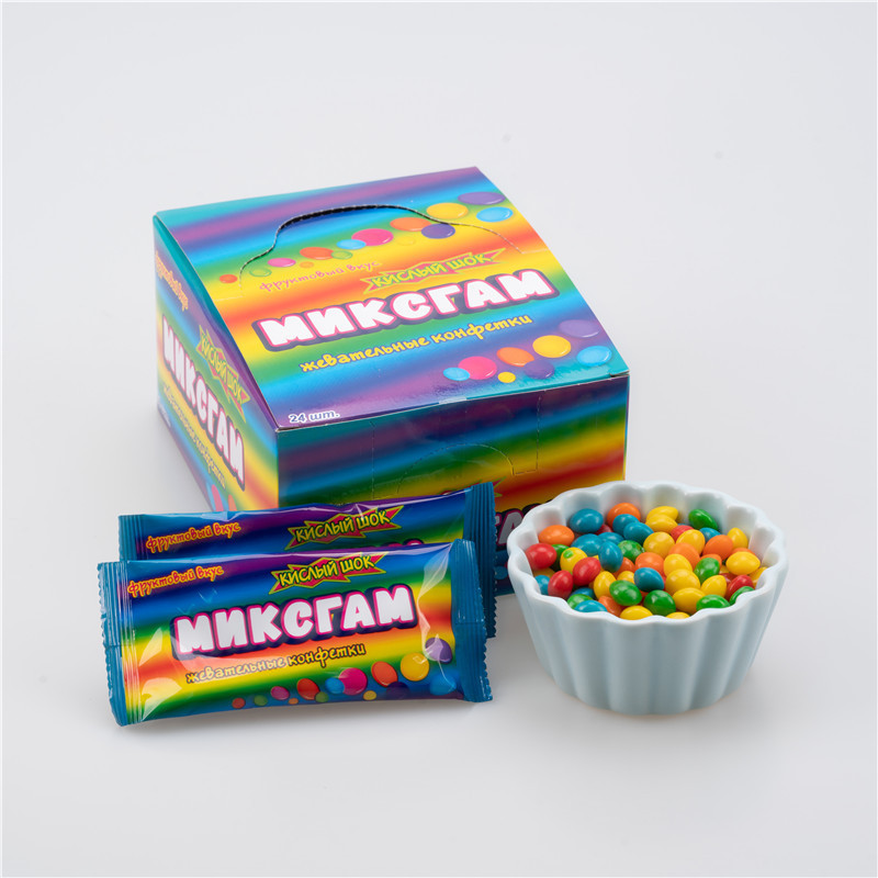 Bag OEM candy chewing candy bulk storage cool packing packaging warning color drop cut feature container slittles rainbow  candy