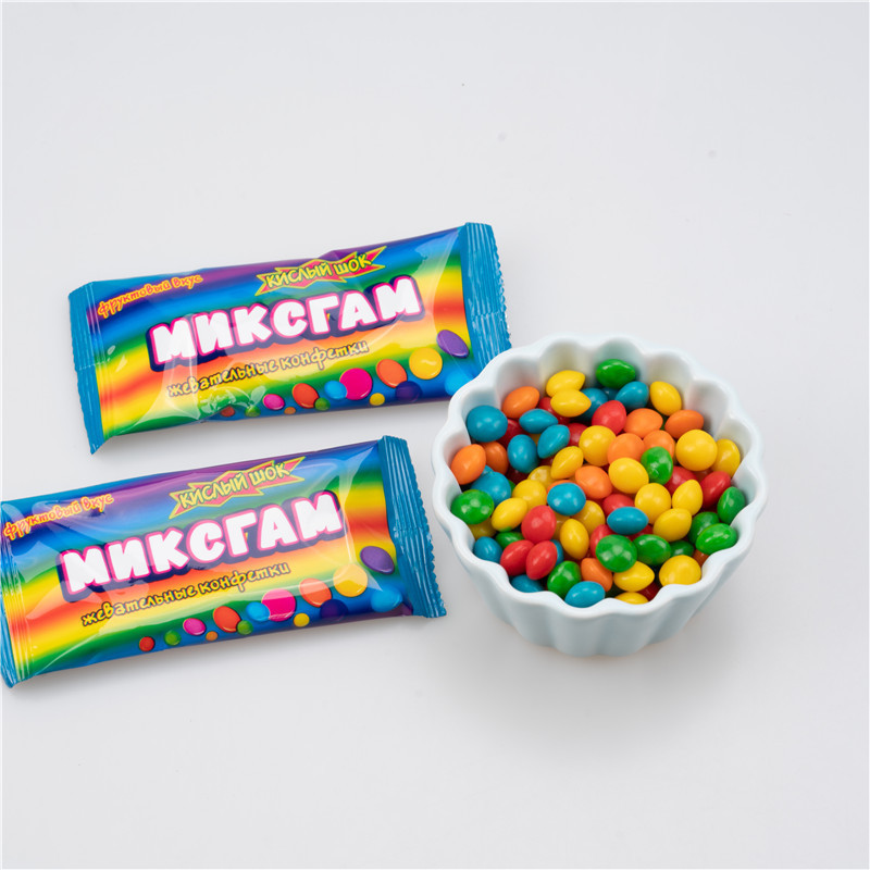 Bag OEM candy chewing candy bulk storage cool packing packaging warning color drop cut feature container slittles rainbow  candy