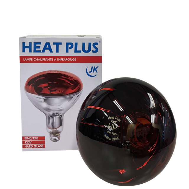 JK Heat Plus 250W R40 Ruby Infrared Heat Bulb hard Glass 120V made in Korea