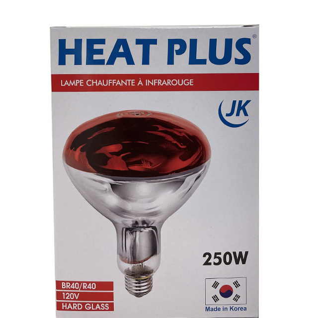 JK Heat Plus 250W R40 Ruby Infrared Heat Bulb hard Glass 120V made in Korea