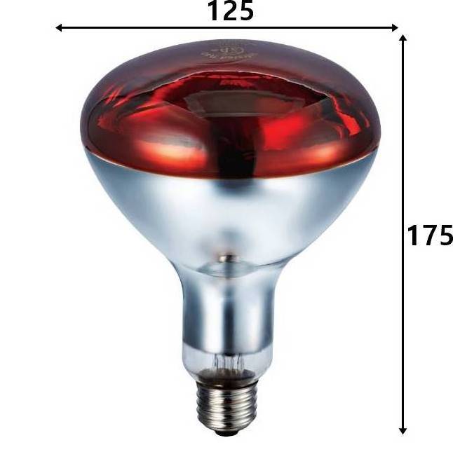 Infrared Heat Bulb 250W R40  Hard Glass Bulb 120V made in Korea Long life time bulb, Moisture proof glass