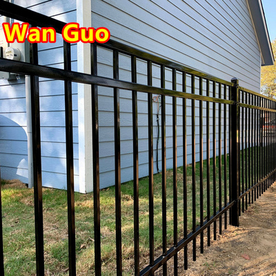 Manufacturer Powder Coated Top Picket 6FT 8FT Black Galvanized Steel Metal Fence Panels