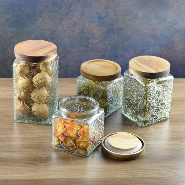 Glass Storage Container with Lid Airtight Glass Jars Dog Treat Jar for Pet Glass Candy Cookies Coffee Jar Bath Salt Container