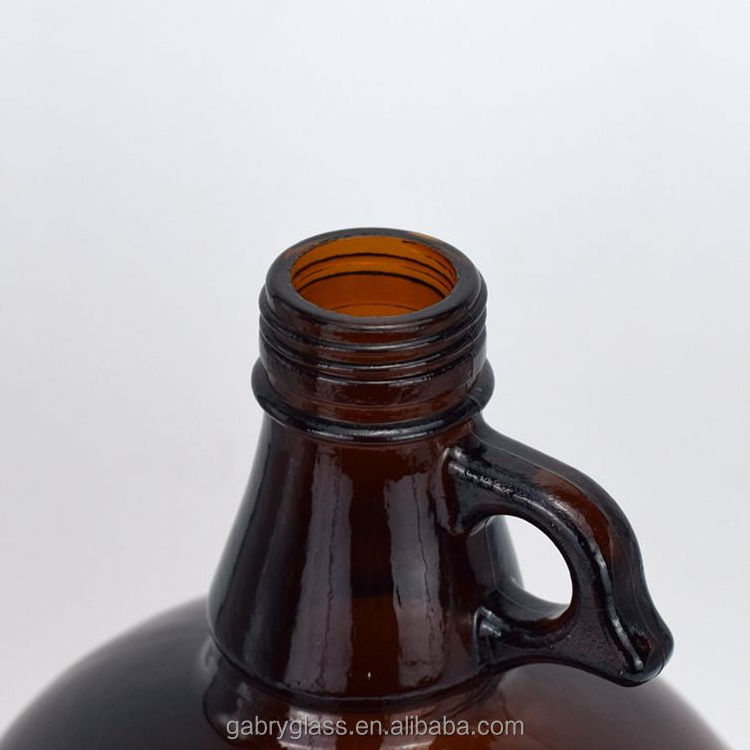 1 Gallon Bulk Storage Amber Glass Wine Jug With Finger Handle