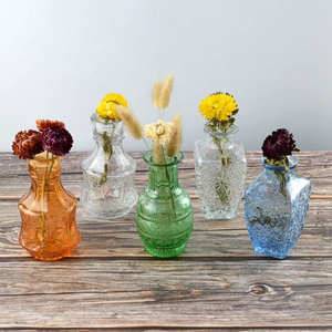 Bud Vases Bulk Colored Small Vase Vintage Glass Vases for Centerpieces Mini Flower Bottles for Floral Arrangements