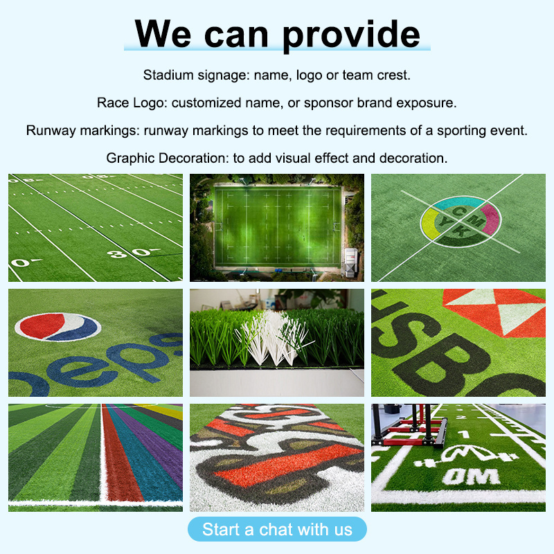 High Quality Custom Patter Logo Synthetic Fake Turf Carpet Mat For 40mm Soccer Field High-density Rugby Artificial Grass