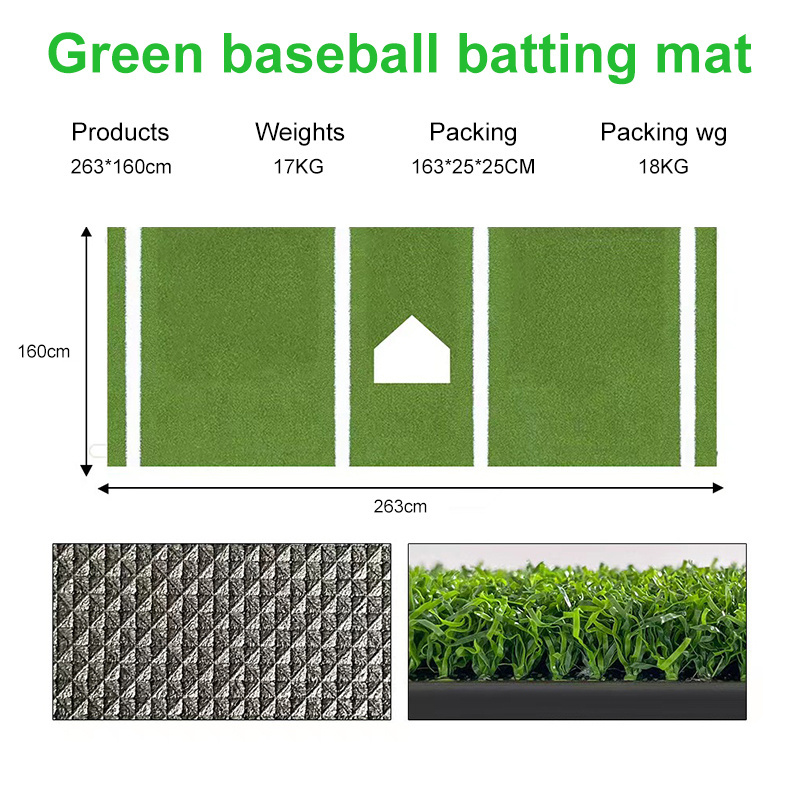 Gacci Factory Non-slip Grass 3*10ft Rubber Bottom Anti Slip Artificial Turf Grass Baseball Batting Mat Field