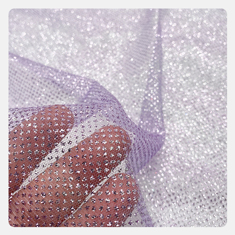 Fabric Factory Best Sale White Mesh Small Sequin Net Fabric For Party Dress Silver Glitter Tulle Lace Wedding dress