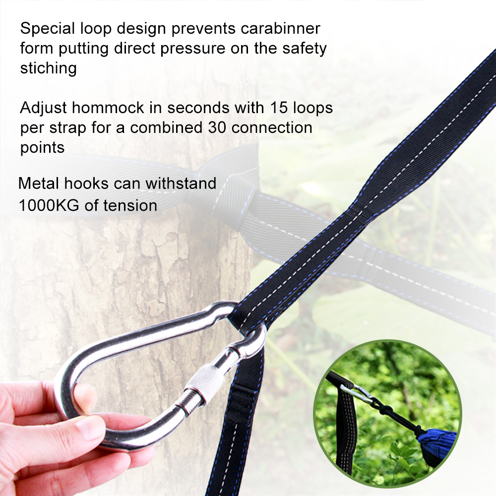 Gacent Webbing Factory Custom Sewing Grand Trunk Pre-Knotted Tree Sling Adjustable Hammock Straps for Hammocks Tree Straps