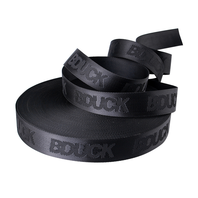 Gacent Factory Low MOQ Custom PP Polypropylene Polyester Nylon Black Jacquard Webbing  For Bag Strap & Belt