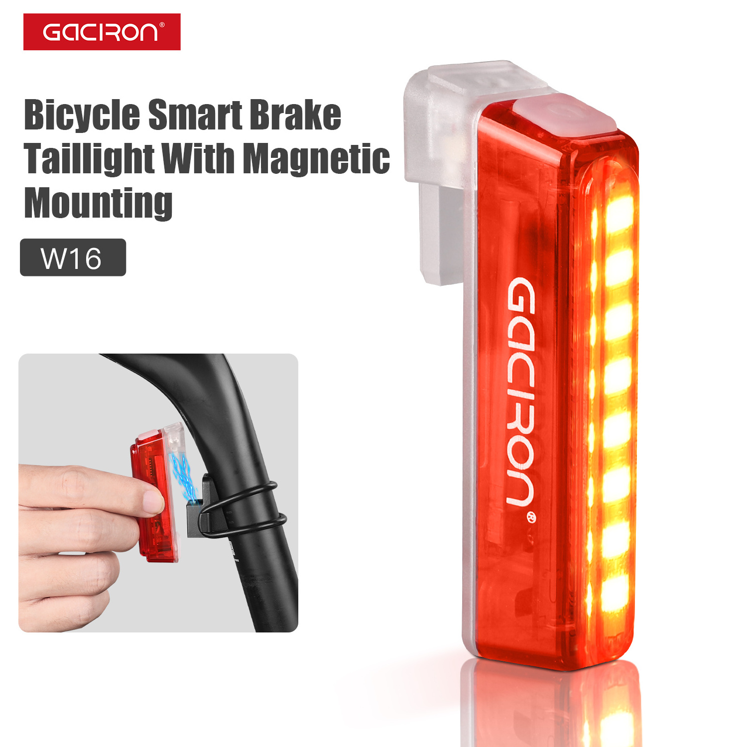 Gaciron Magnetic Mount 30 Lumen Smart Cycle Light Rear Bike Automatic Induction Led Bicycle Brake Tail Lights