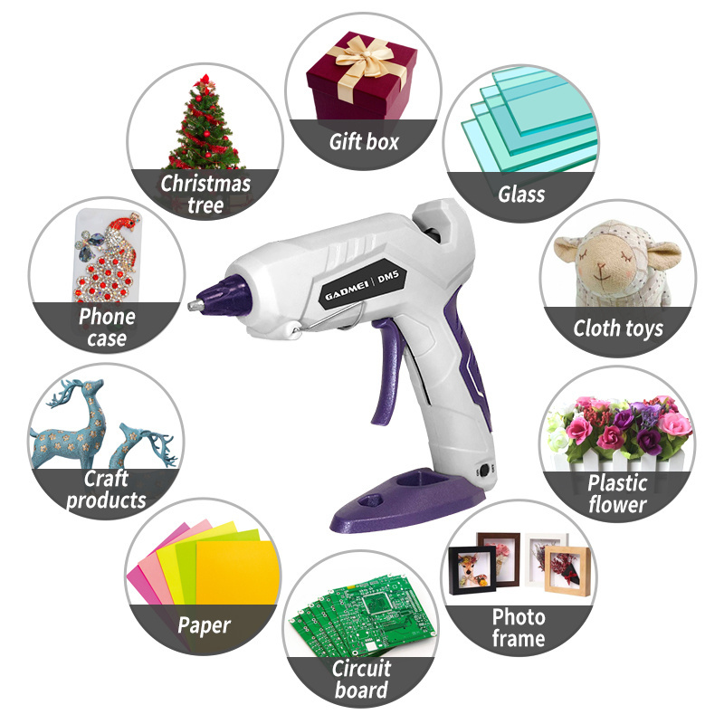 Cordless Hot Melt Glue Gun Kit with Dual Temp Glue Guns Base Stand & Glue Sticks for Quick Repairs, DIY, Art