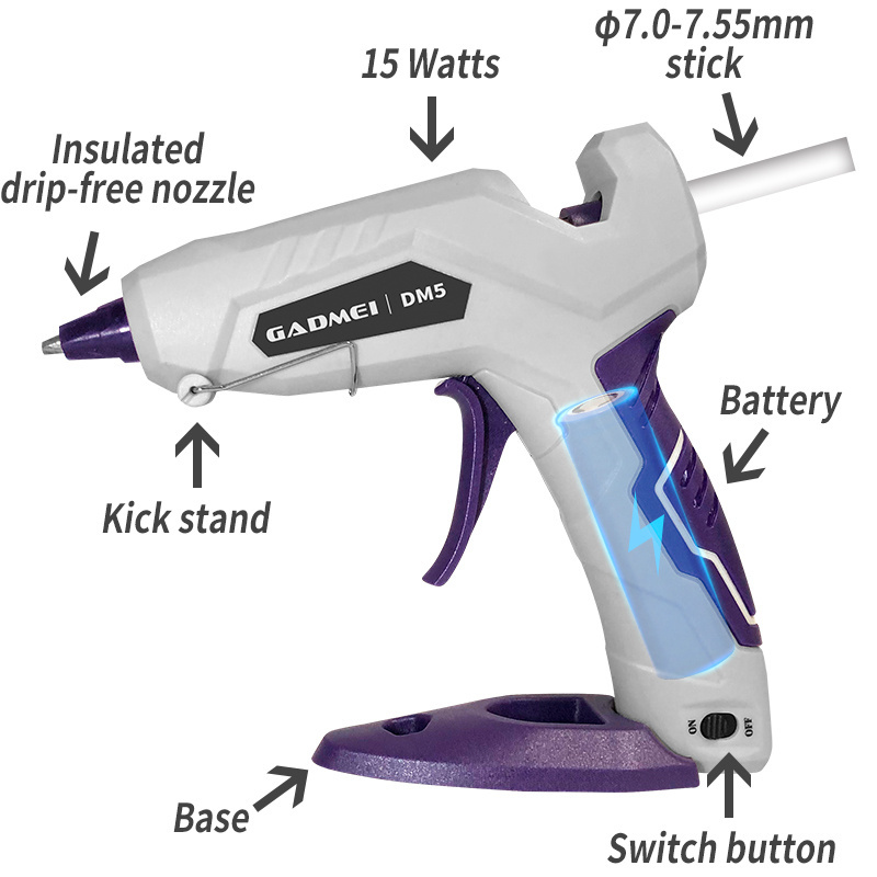 Cordless Hot Melt Glue Gun Kit with Dual Temp Glue Guns Base Stand & Glue Sticks for Quick Repairs, DIY, Art