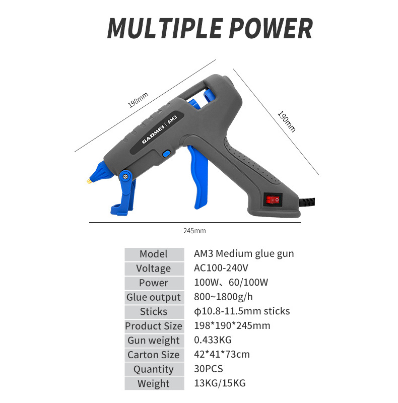 20W Hot Melt Glue Gun with 7mm Glue Stick Industrial Mini Guns Electric Heat Temperature Toos