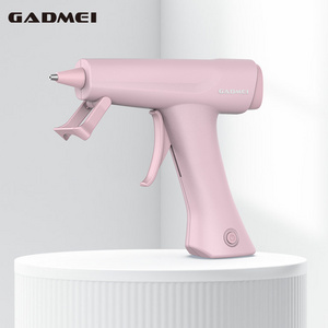 2600mAh battery operated pink rechargeable hot melt glue gun cordless hot glue gun and sticks set with stand