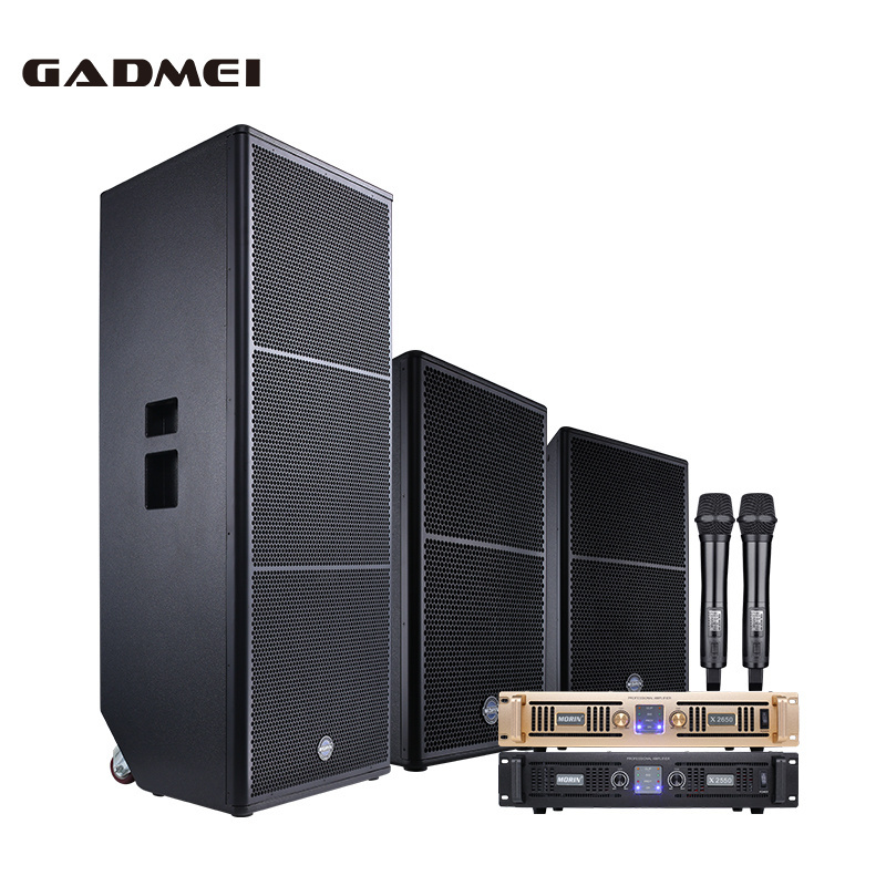 GADMEI Pro Audio CX215 Trolley Dual 15 Inch Powered Speaker Professional Stage Dj Wooden Speaker Sound Box