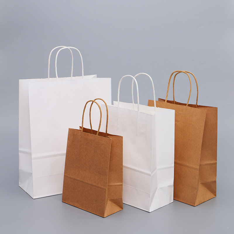 Factory Wholesale Kraft Paper Bags LOGO Tote Recycled Takeaway Brown Paper Bag With Handle Shopping Bag