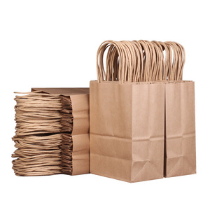 Factory Wholesale Kraft Paper Bags LOGO Tote Recycled Takeaway Brown Paper Bag With Handle Shopping Bag