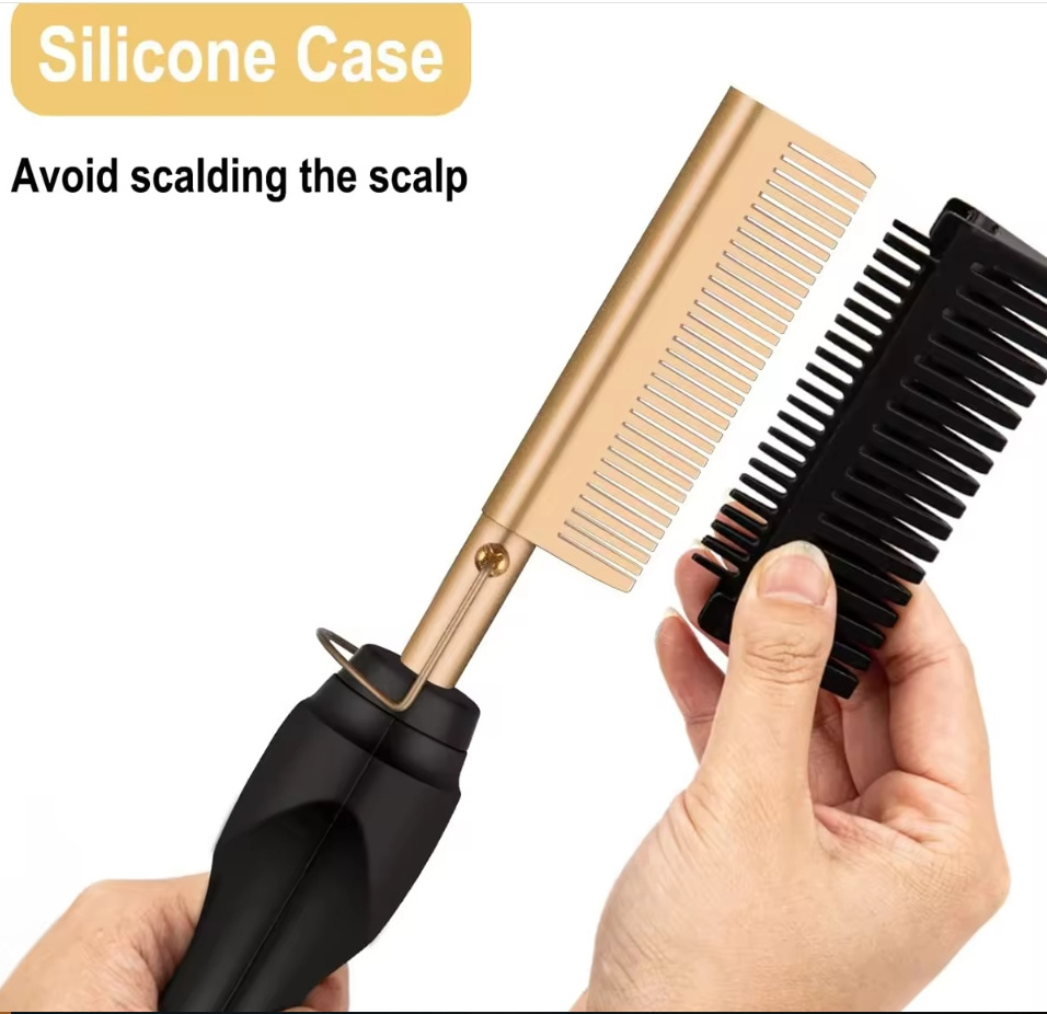 Professional Ceramic Flat Iron Hair Straightener  Electric Heating Comb for Wigs Household Use