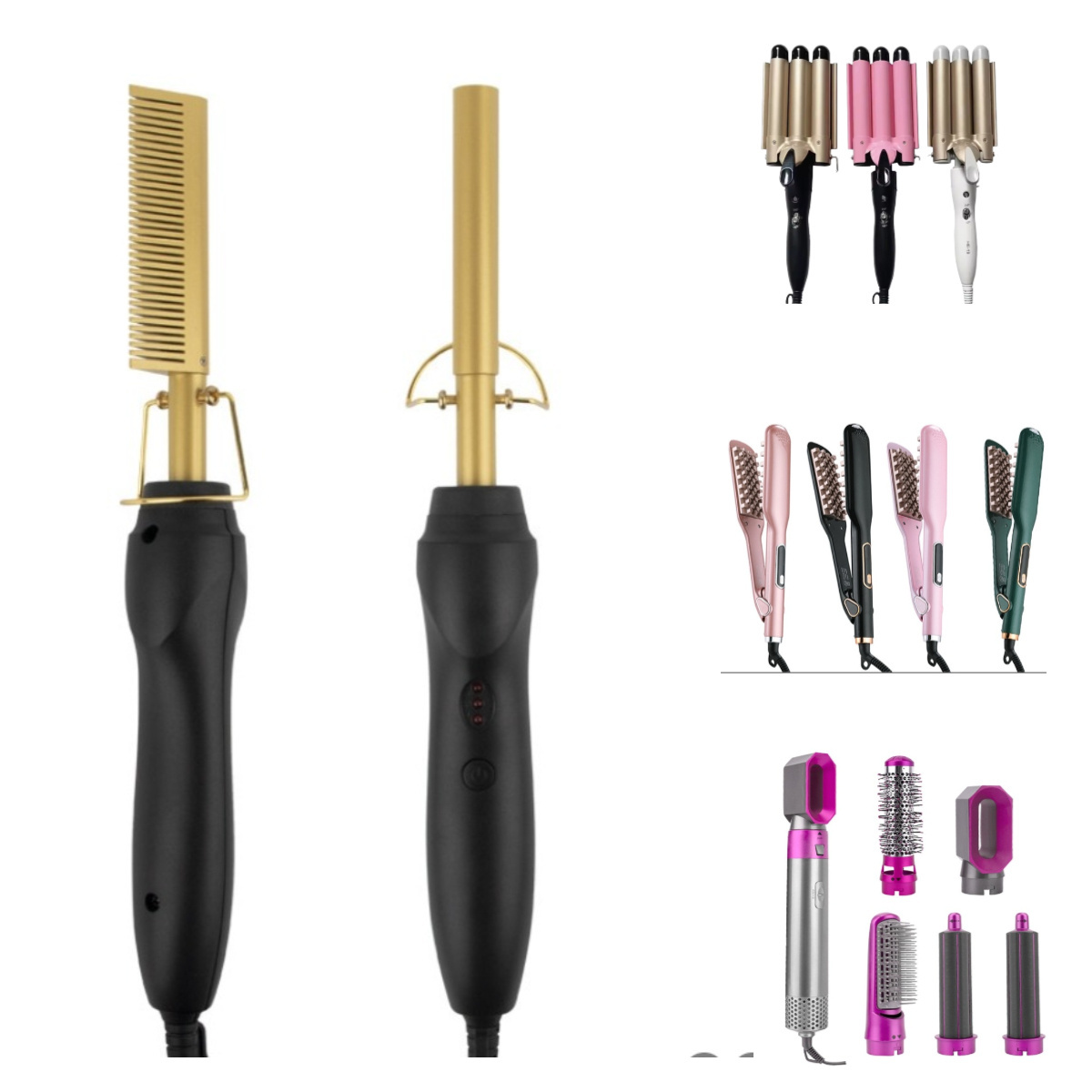 Professional Ceramic Flat Iron Hair Straightener  Electric Heating Comb for Wigs Household Use