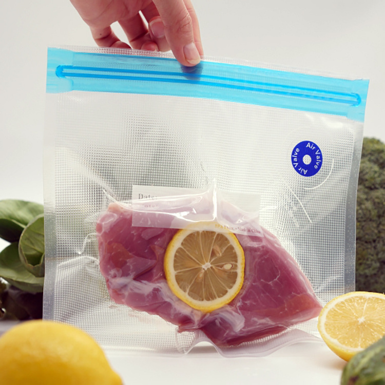 Refrigerator PE zipper sealed bag fresh food saver safe Reusable Vacuum Food Storage Bag