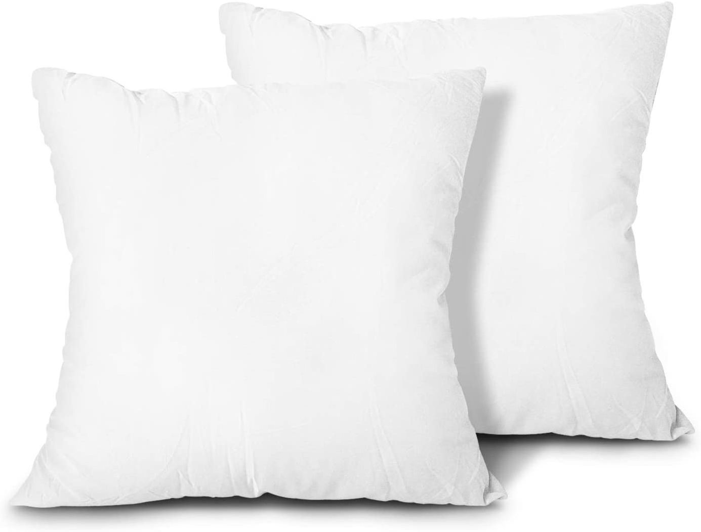 Throw Pillow Inserts Set of 2  Down Alternative Polyester Pillow Couch Cushion Sham Stuffer Machine Washable (White 18*18)