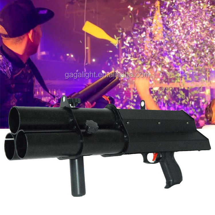 hot 3 shot stage confetti machine aluminum electric confetti dj gun trigger control wedding confetti cannon shooter