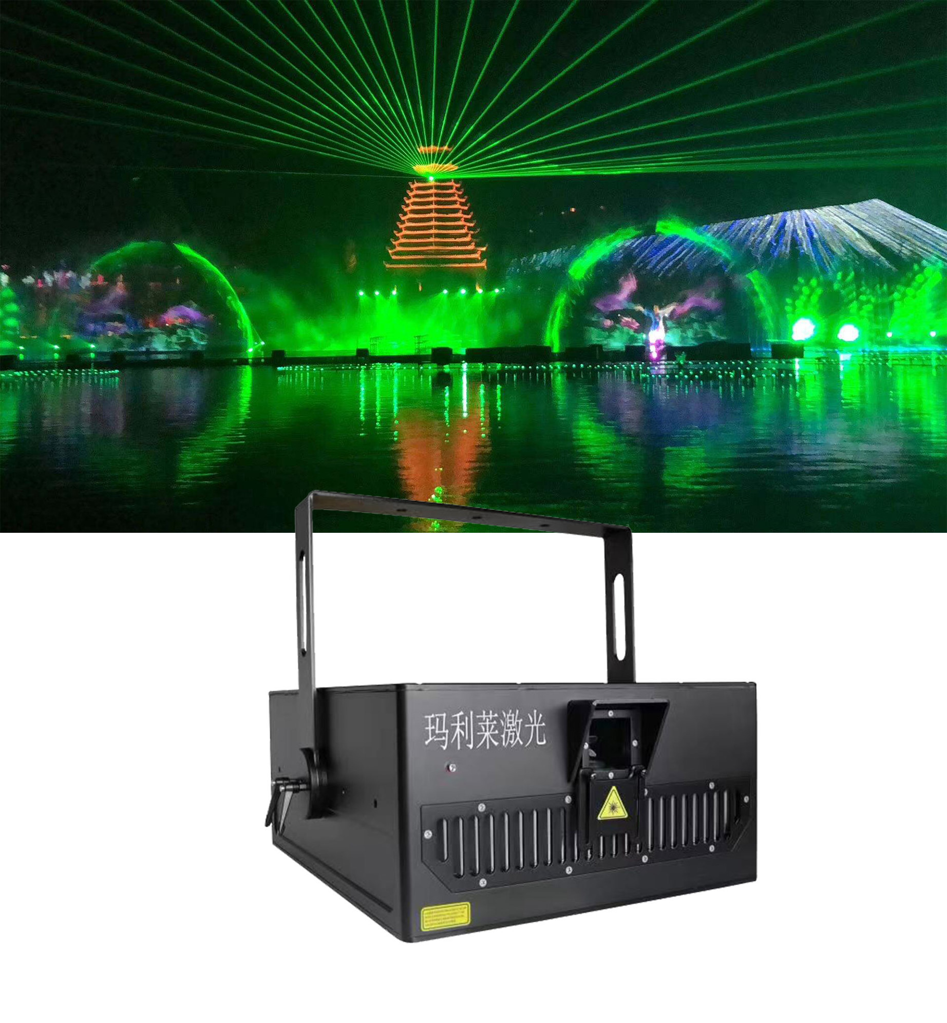 High brightness outdoor lighting landmark 20W green laser projector beam rgb strobe light led disco laser stage lights