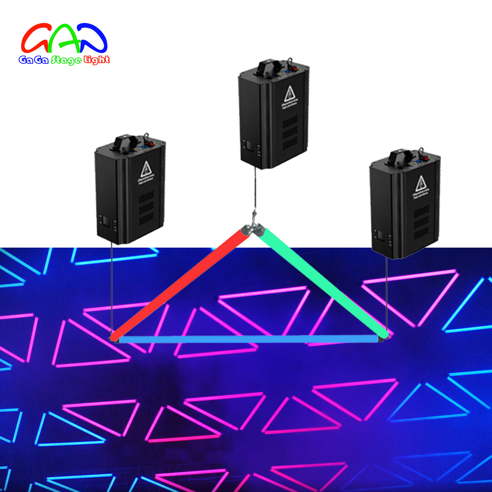 Customized New DMX Winch LED Kinetic Pixel Lighting Winches Triangle Lifting Tube Light