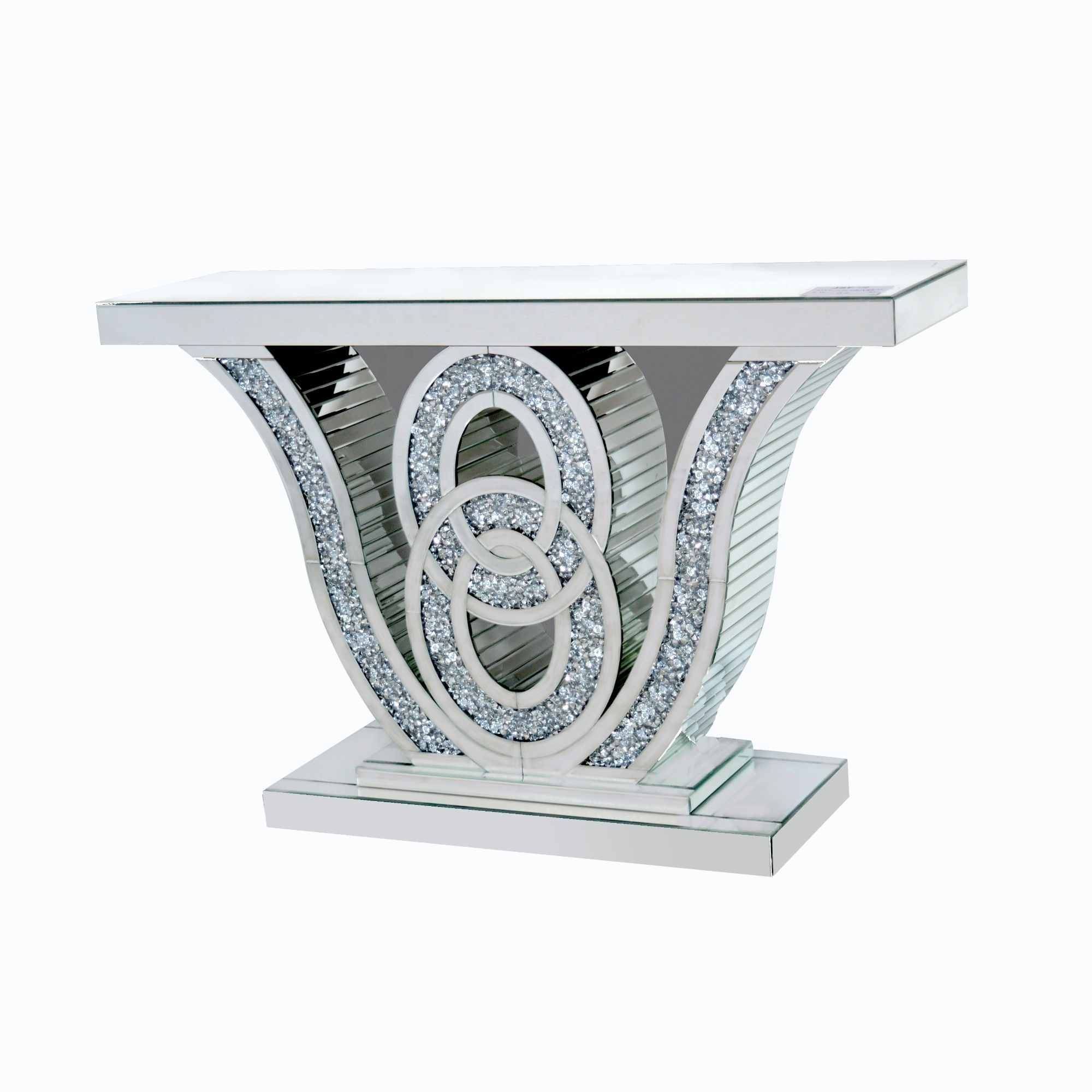 Sparkling modern luxury crushed diamond mirrored console table will wall mirror