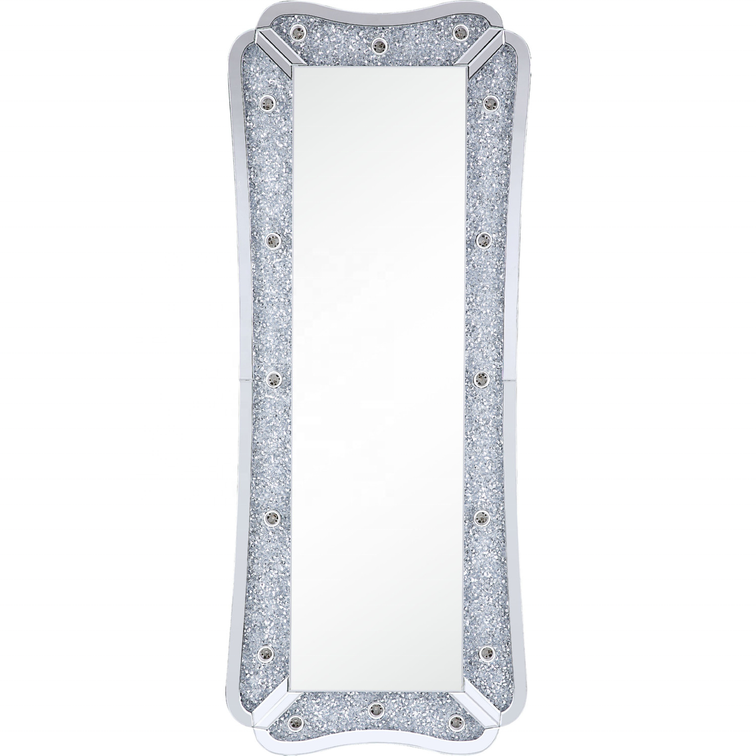 2022 US style crushed diamond Full length Hollywood mirror with free bulbs brightness adjustable with speaker and display makeup