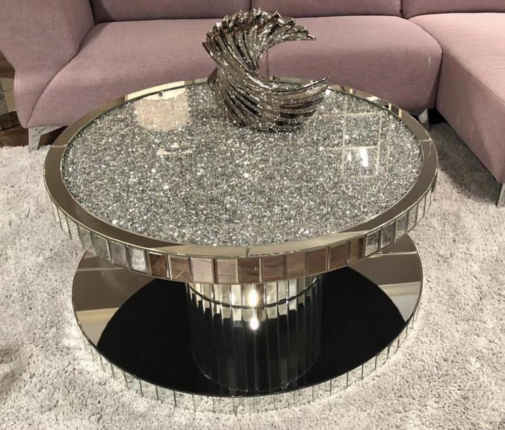 Stylish home furniture direct sell crushed diamonds top mirrored coffee table