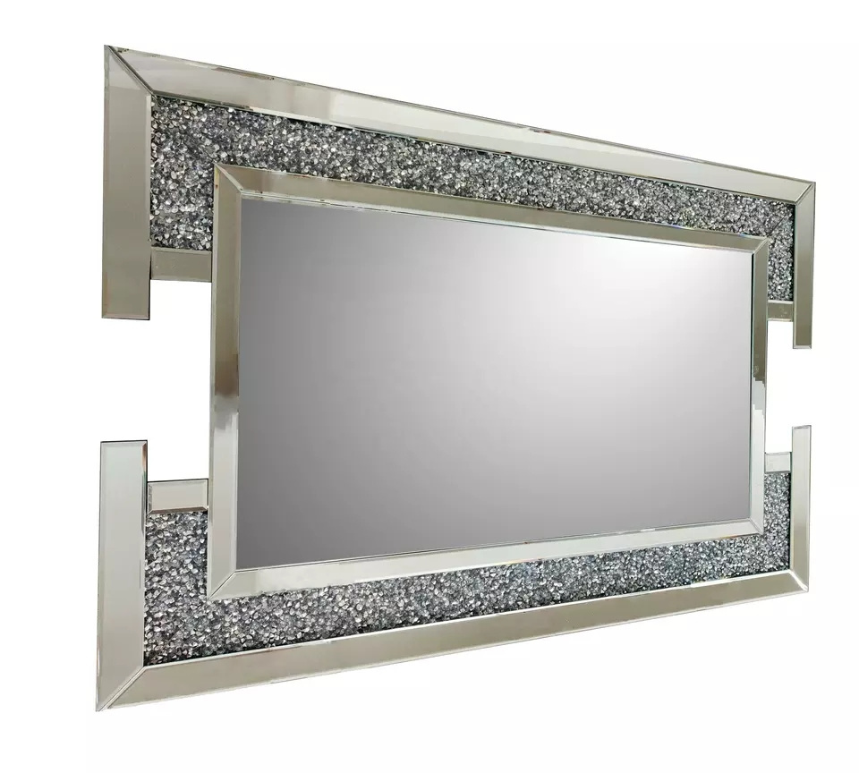 Rectangular Crushed Diamond Wall Mirror Art Mirrored Furniture Home Decor Faux Diamond Wall Decor Mirrors Espejos Spiegel Miroir