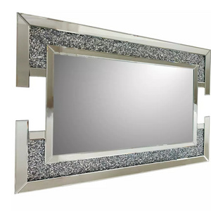 Rectangular Crushed Diamond Wall Mirror Art Mirrored Furniture Home Decor Faux Diamond Wall Decor Mirrors Espejos Spiegel Miroir