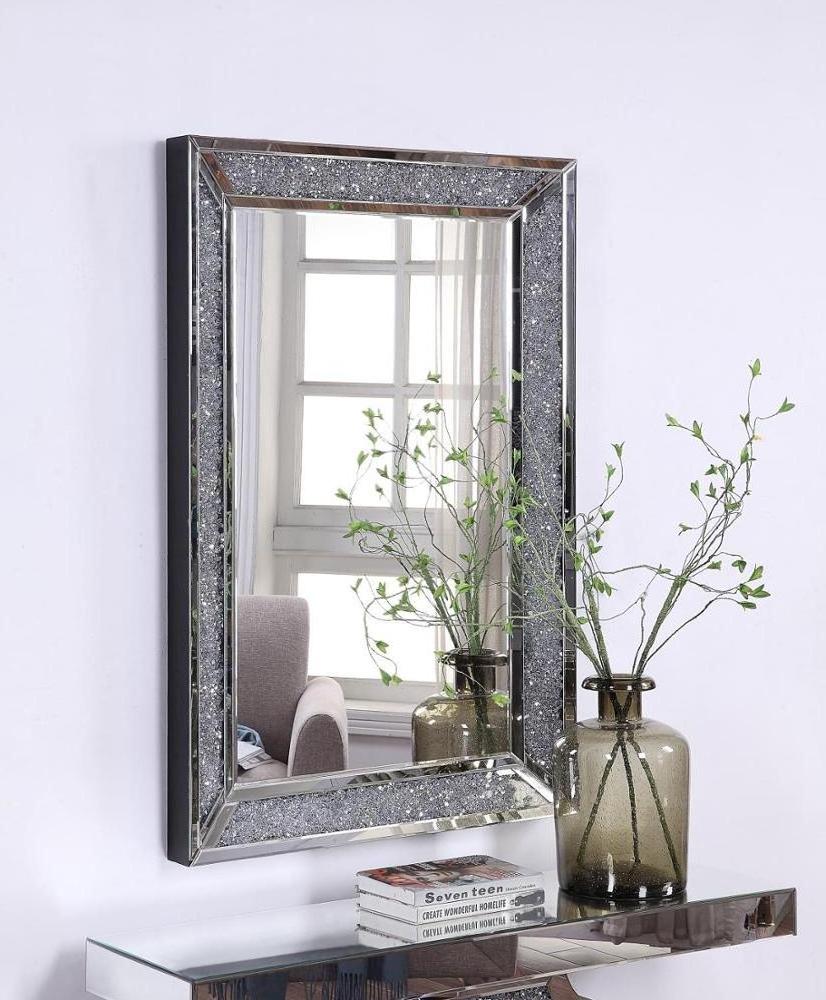 Luxury crushed diamond silver wall mirror