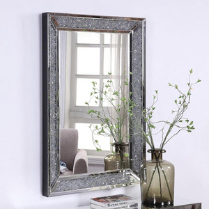 Luxury crushed diamond silver wall mirror