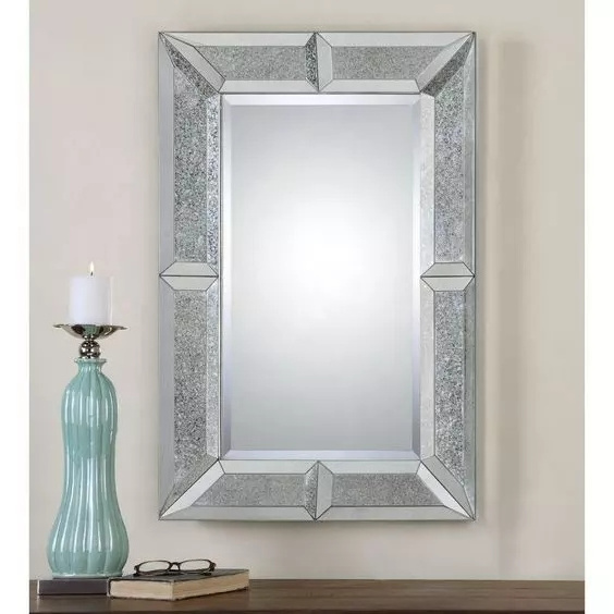 Rectangular Crushed Diamond Wall Mirror Art Mirrored Furniture Home Decor Faux Diamond Wall Decor Mirrors Espejos Spiegel Miroir