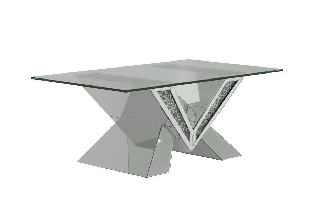 Living Room Mirrored Furniture Glass Top luxury Diamond Center Coffee Table